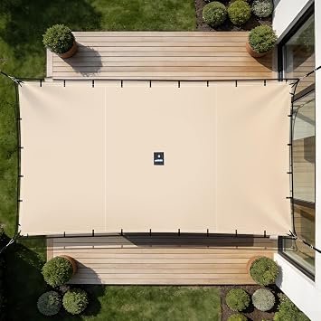 SIHAIAN Sun Shade Sail 10x18 Waterproof Rectangle Double-Rope Shade Sail 500D Heavy Duty UV Block Sunshade Canopy for Backyards, Patios, Gardens, Outdoor Activities and Facility Beige