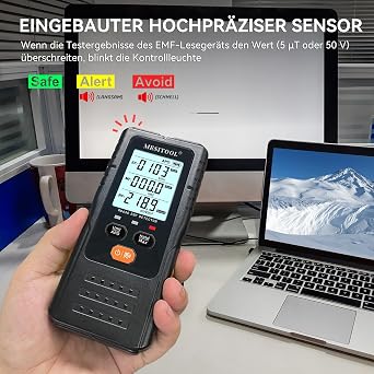 EMF Meter EF/MF/RF 3-in-1 Electromagnetic Field Meter Digital Electromagnetic Radiation Detector Radiation Detector for Home Office