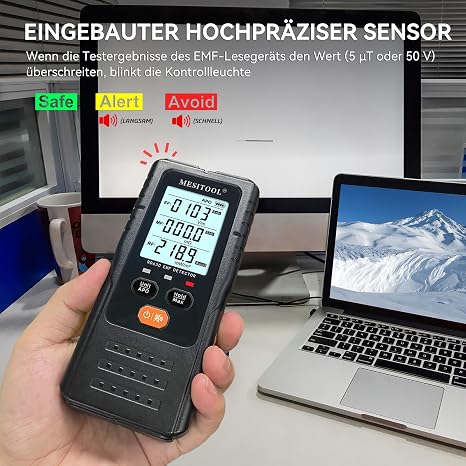 EMF Meter EF/MF/RF 3-in-1 Electromagnetic Field Meter Digital Electromagnetic Radiation Detector Radiation Detector for Home Office