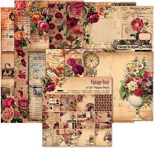 Vista 127 de BLEDS Papel para álbum de recortes, 24 hojas de papel para álbum de recortes de Navidad de 6 x 6 pulgadas, suministros de papel de diario de Navidad