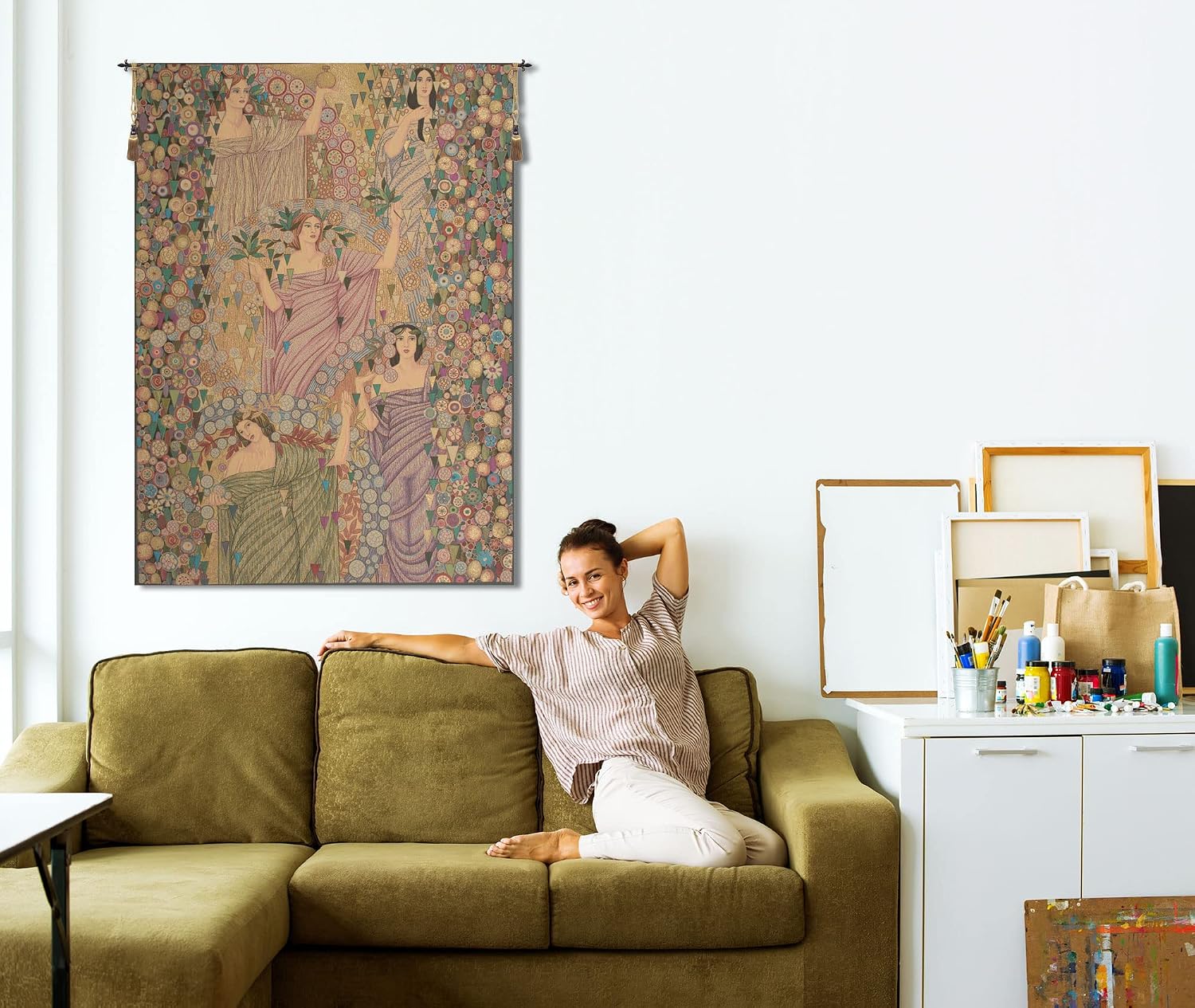 Charlotte Home Furnishings Inc. Primavera Vertical Italian Tapestry Wall Hanging 70 X 50 Inch Viscose Cotton And Polyester Blend Wall Art Woven In Italy Perfect For Wall Decor By Galileo Chini