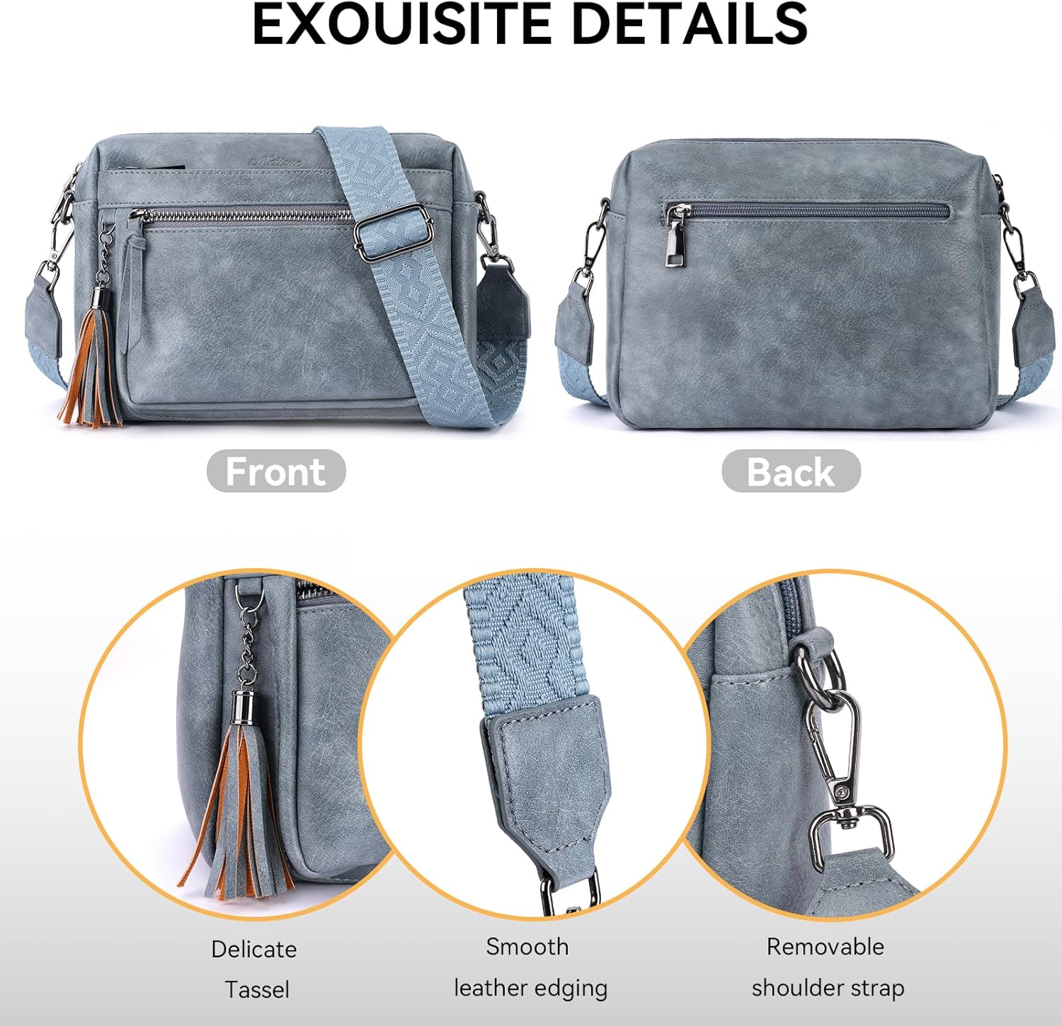 MEITRUE Crossbody Bags for Women, Vegan Leather Crossbody Purse Trendy Multi Pockets Shoulder Handbag with Tassel - Image 5