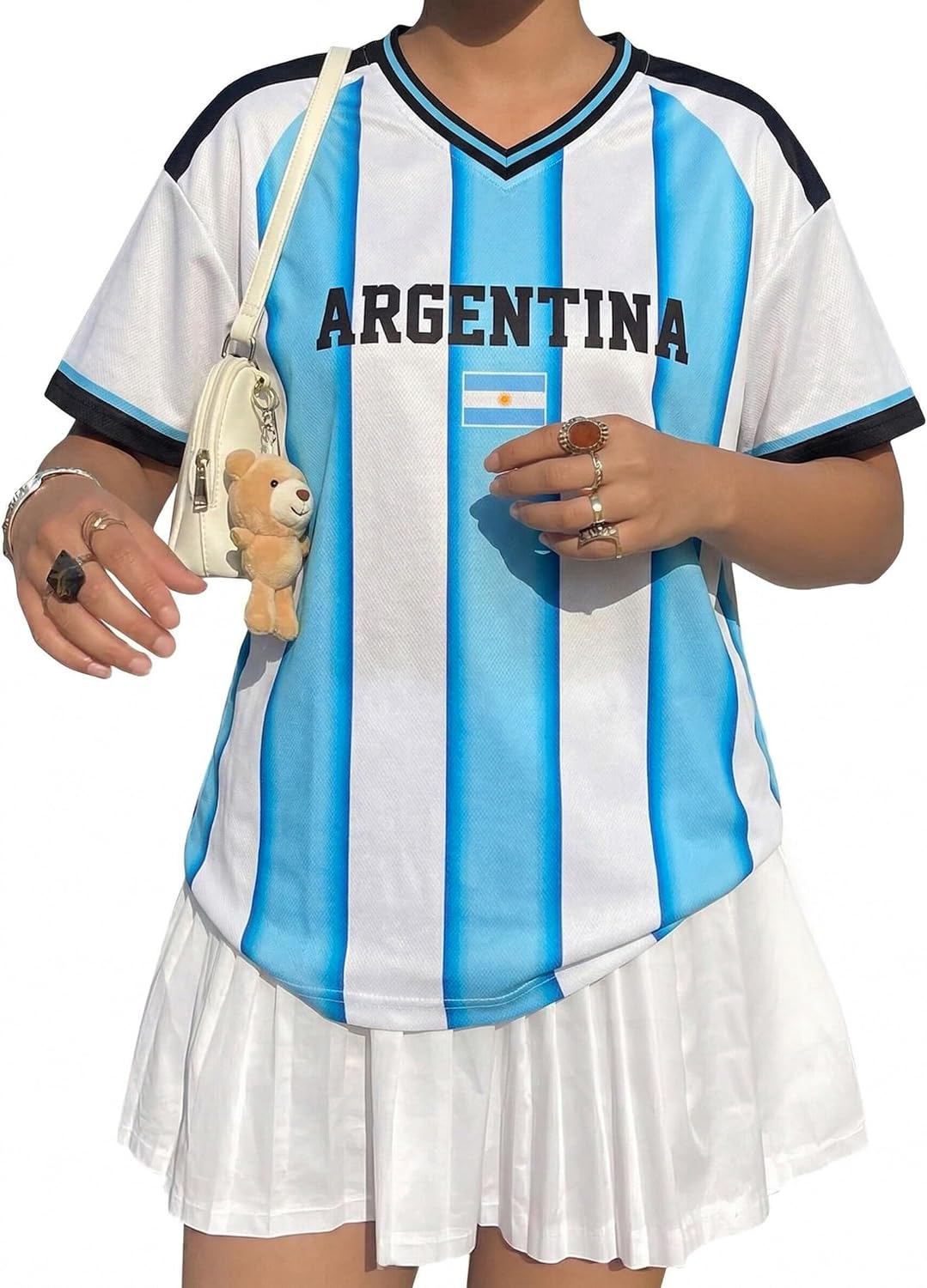 Soccer Cup 2026 Soccer Shirt for Women Mexico Jersey Brazil Jersey Y2k V Neck Short Sleeve Shirt