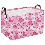 Sanjiaofeng Rectangular Valentine\'s Day Basket Love Storage Bins,Girls Storage Basket with Handles.Clothers,Books,Kid\'s Gifts Bins. (Mottled heart)