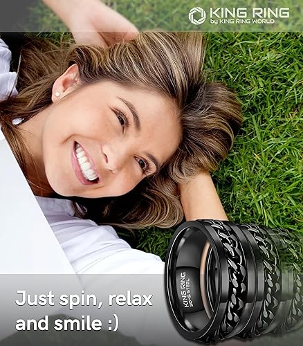 Miniatura 5 de King Ring Anillo giratorio de 0315in anillo de ansiedad para hombres y mujeres anillo giratorio de acero inoxidable para aliviar el estrés Metal no