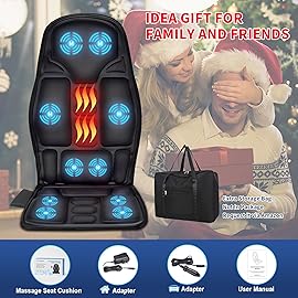 Sotion Seat Massager, Vibrating Back Massager for Chair Massage Cushion, 10 Vibrations to Relieve Stress and Fatigue for Back, Shoulder and Thighs