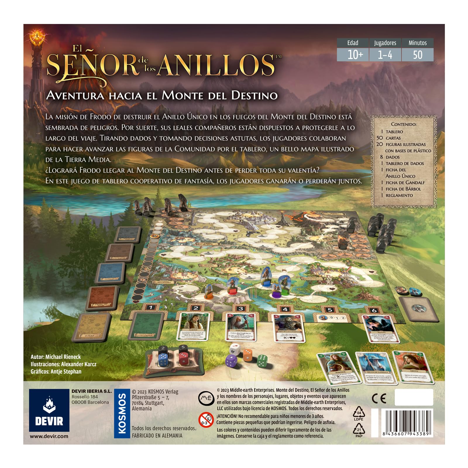 Devir El Señor De Los Anillos Aventura hacia El Monte del Destino Juego de Mesa Cooperativo, Juego de Mesa Solitario, Juego LOTR, Juego de la Terra Media (BGNUNSP)