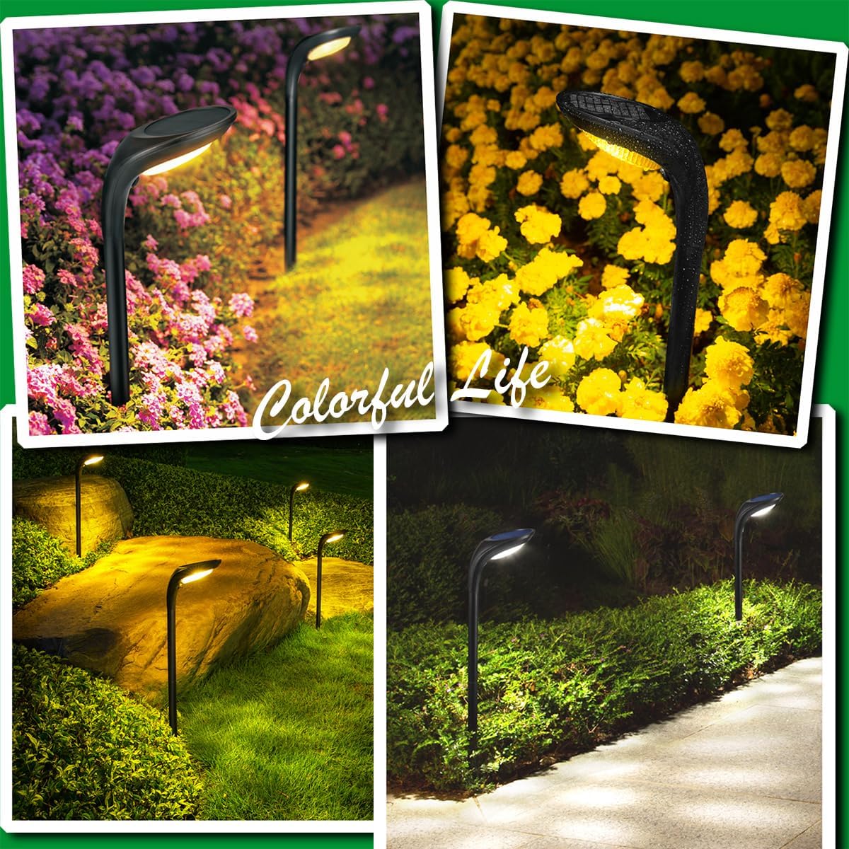 Solar Outdoor Pathway Lights, 2 Pack, Waterproof IP65, Stylish Snake Head Shape Design, Warm/Cool Light Dual Modes Switchable, Efficient Landscape Lighting for Garden, Walkway, Patio