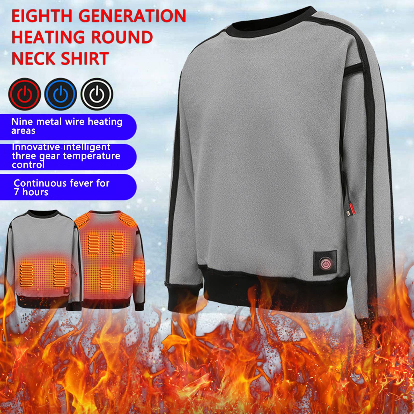 NUSGEAR Jersey Calefactable, 2024 Sudaderas Camiseta gruesa Calentador para Hombre Mujer Termico Lavable Jersey Camping Senderismo Esquí Pesca Moto al Aire Libre