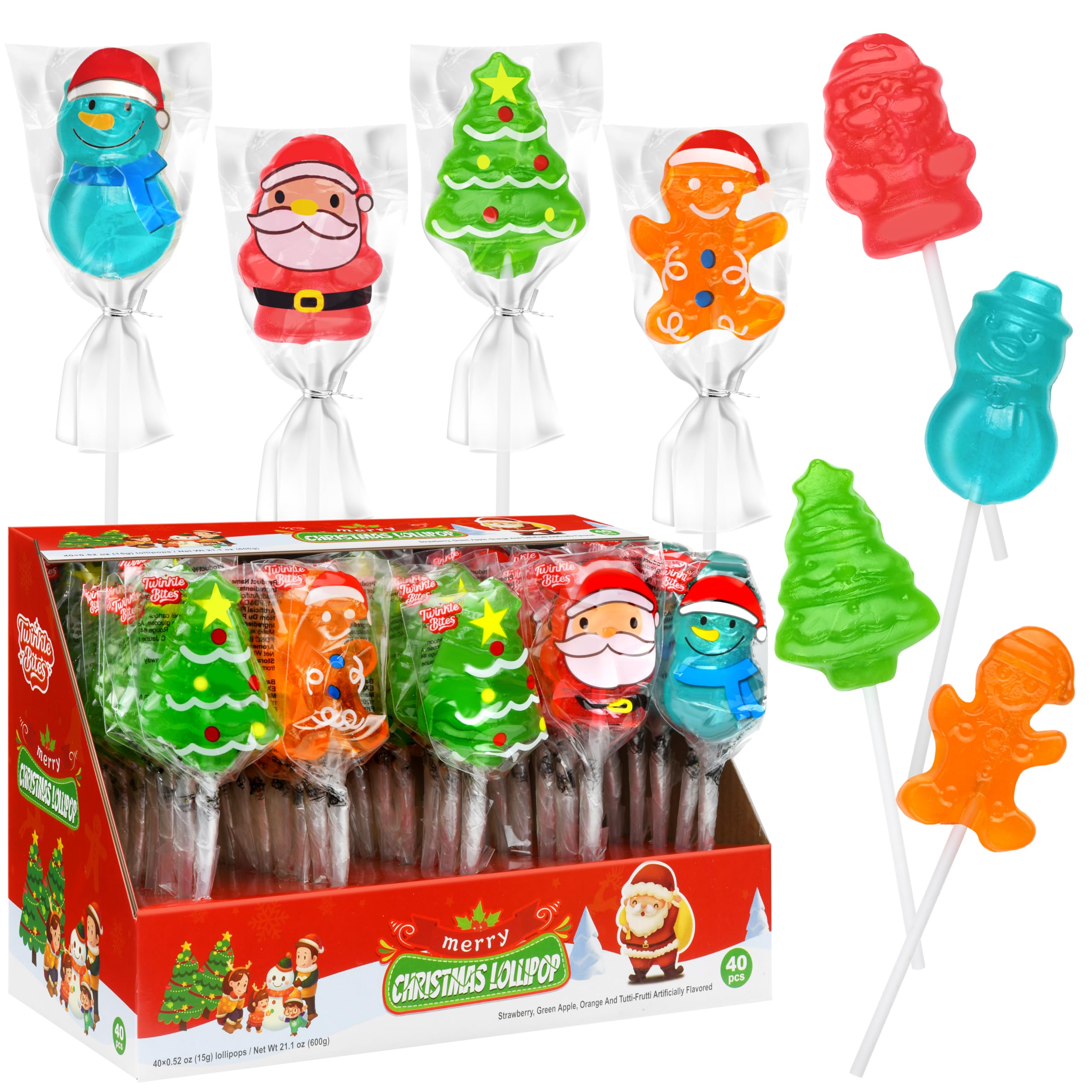 40 Pack Christmas Lollipops - Individually Wrapped Christmas
