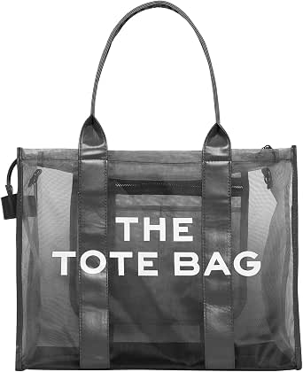Bolso Tote Grande De Pana Para Mujer - Bolsa De Playa Con Cremallera, Múltiples Bolsillos
