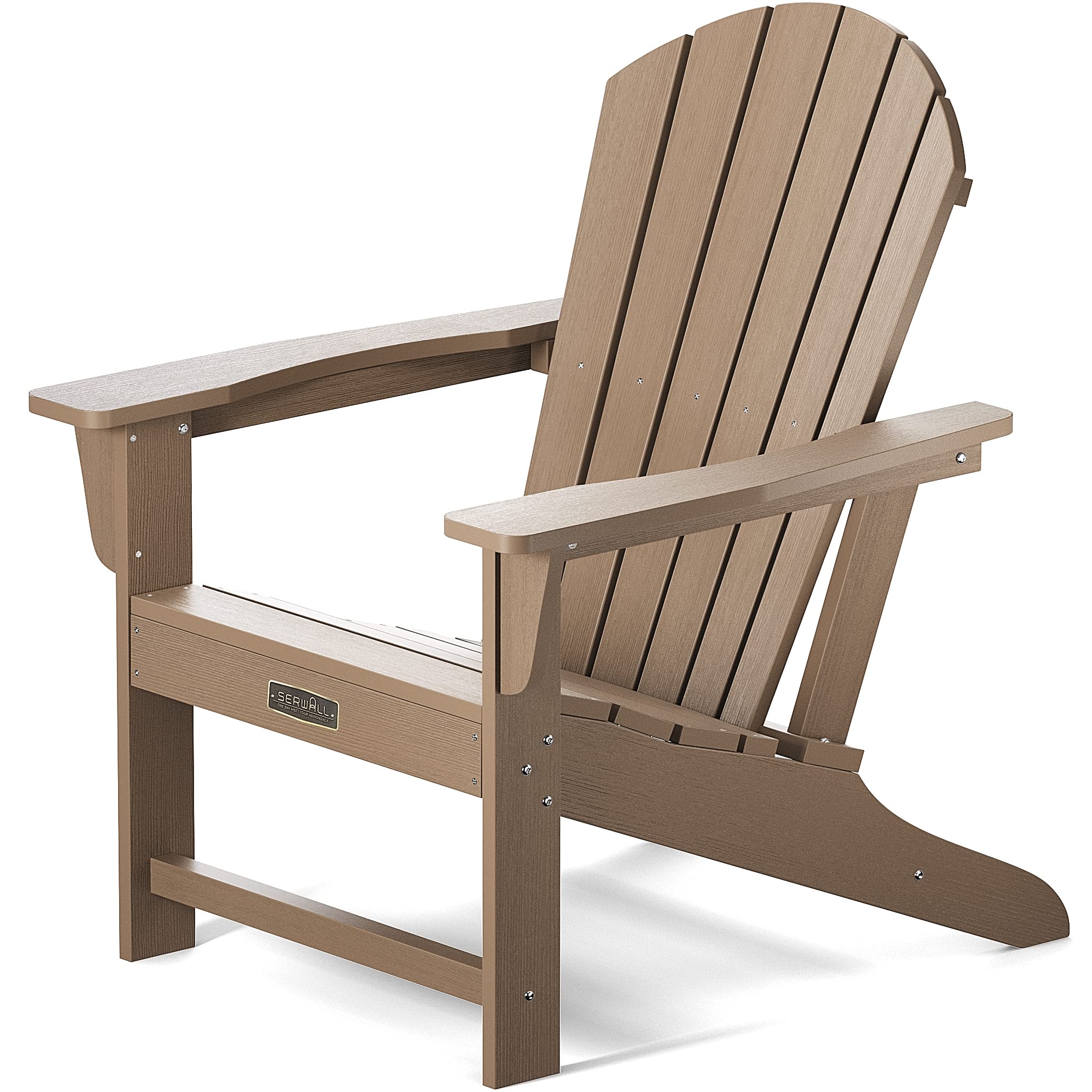 SERWALL Adirondack Chair | Adult-Size, Weather Resistant for Patio Deck Garden, Backyard & Lawn Furniture | Easy Maintenance & Classic Adirondack Chair Design (Wooden)