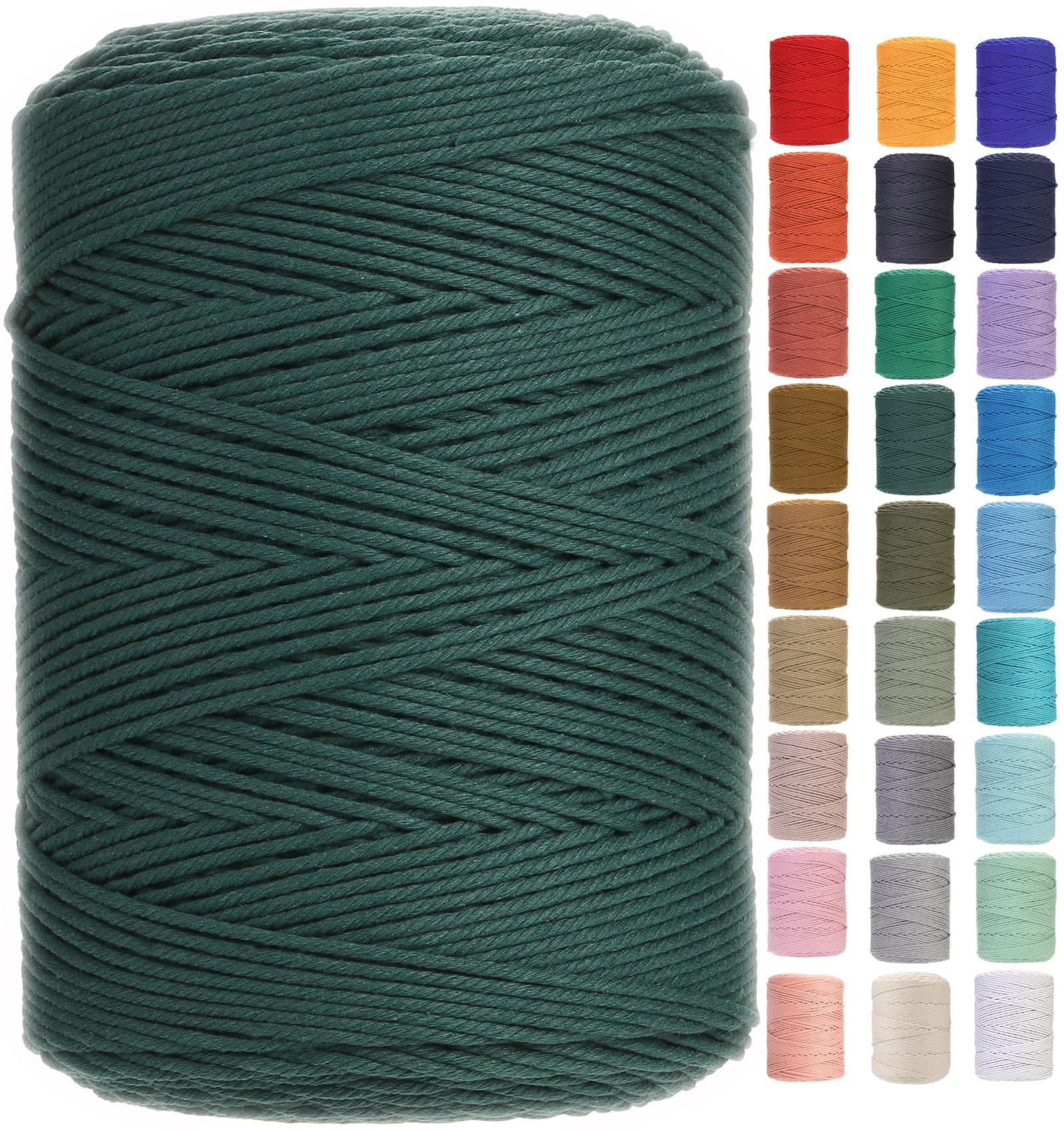 Cordón de macramé de 3 mm y algodón suave trenzado sin químicos para tejer tapices firmes