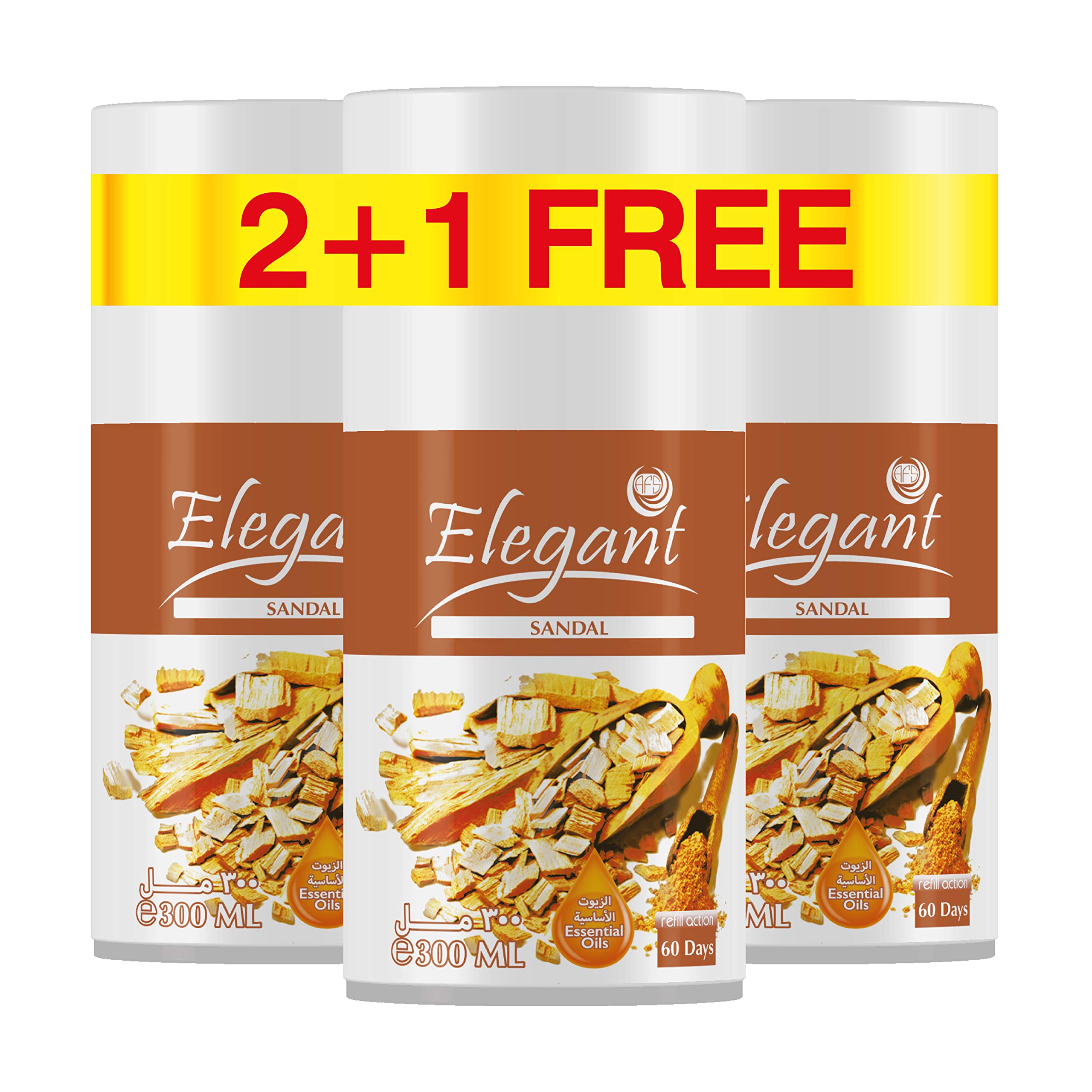 Elegant Automatic Fragrance: Sweet Sandal - 3-Pack 300ML Air Freshener Refills | Odour Neutraliser for Bathroom, Offices & Home | Perfumed Spray for Dispenser With Essential Oils