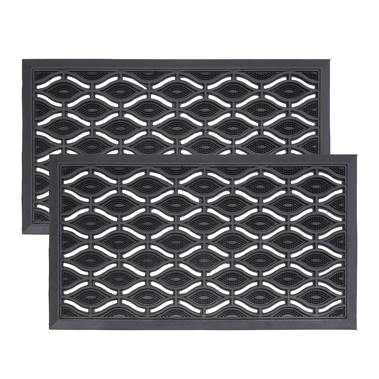 LSC Rubber Door Mat Non Slip Heavy Duty Welcome Doormats For Indoor & Outdoor Anti-Fatigue Dirt Scraper Outdoor Mat for Entrance Eye Design (Pack of 2, 40 x 70 cm)