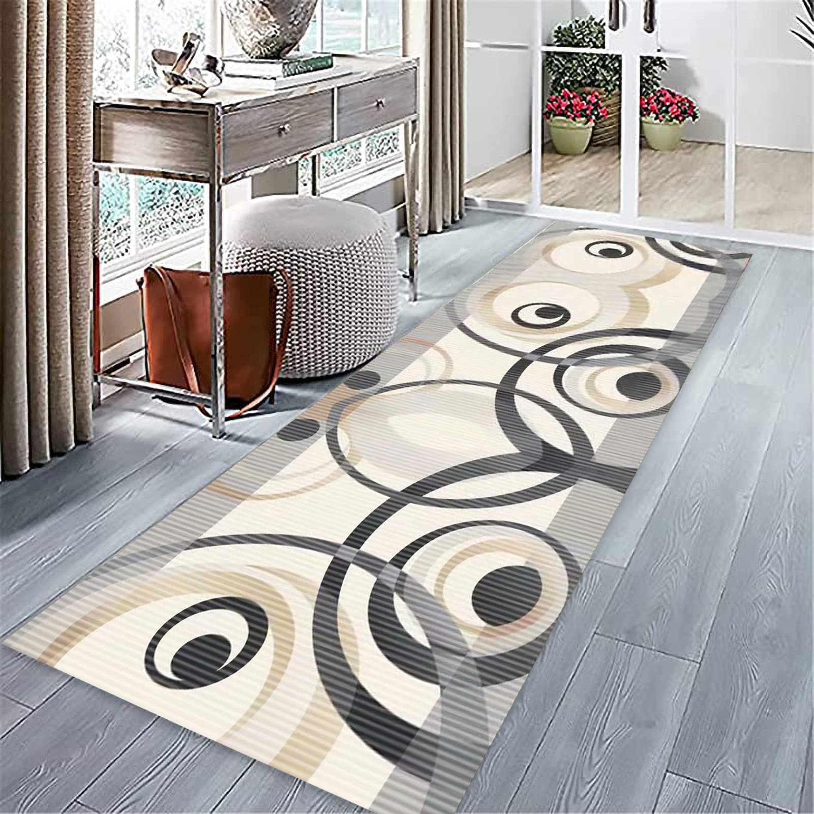 HEATHE Tappeto del corridoio,Tappeto del Corridore - Moderna Motivi Geometrici - Antiscivolo Lavabile - Microfibra Tappeti Runner per Corridoio Bagno Salotto Scendiletto Cucina Tappeti Runner