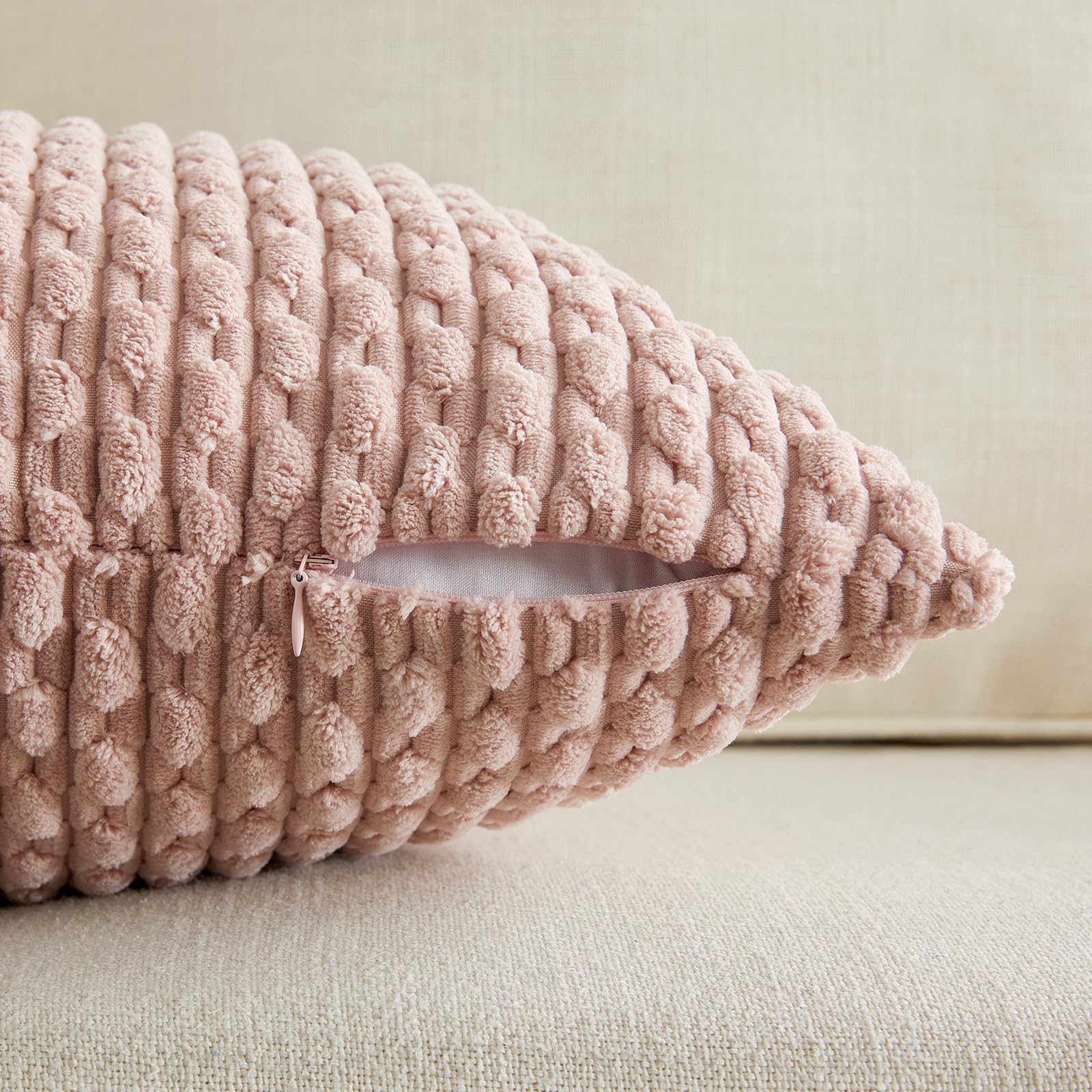 Fancy Homi Paquete de 2 fundas de almohada decorativas rosas de 26 x 26 pulgadas para sofá cama, sofá, decoración moderna de casa de campo, decoración bohemia para el hogar, funda de cojín de pana de