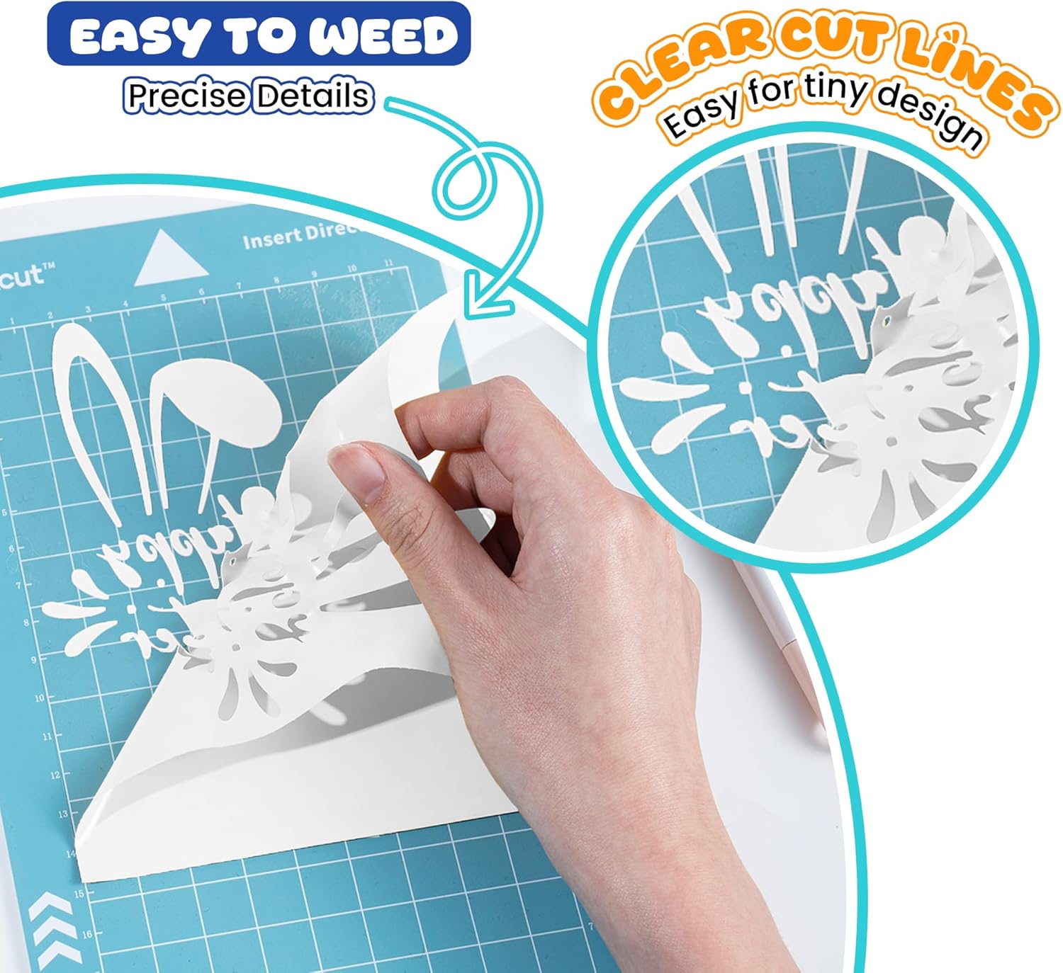 Likcut Heat Transfer Vinyl White for T-Shirts 12" x 60ft Iron on Vinyl Roll Compatible with Likcut All Cutter Machine, HTV Heat Press Vinyl-Easy to Cut & Weed for Fabric Design