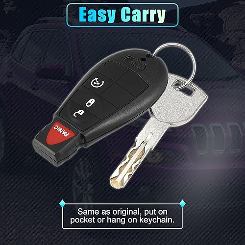 Miniatura 7 de X AUTOHAUX Llavero remoto de entrada sin llave de repuesto GQ4-53T 433Mhz para Jeep Cherokee 2014-2023 4 botones con llave de puerta