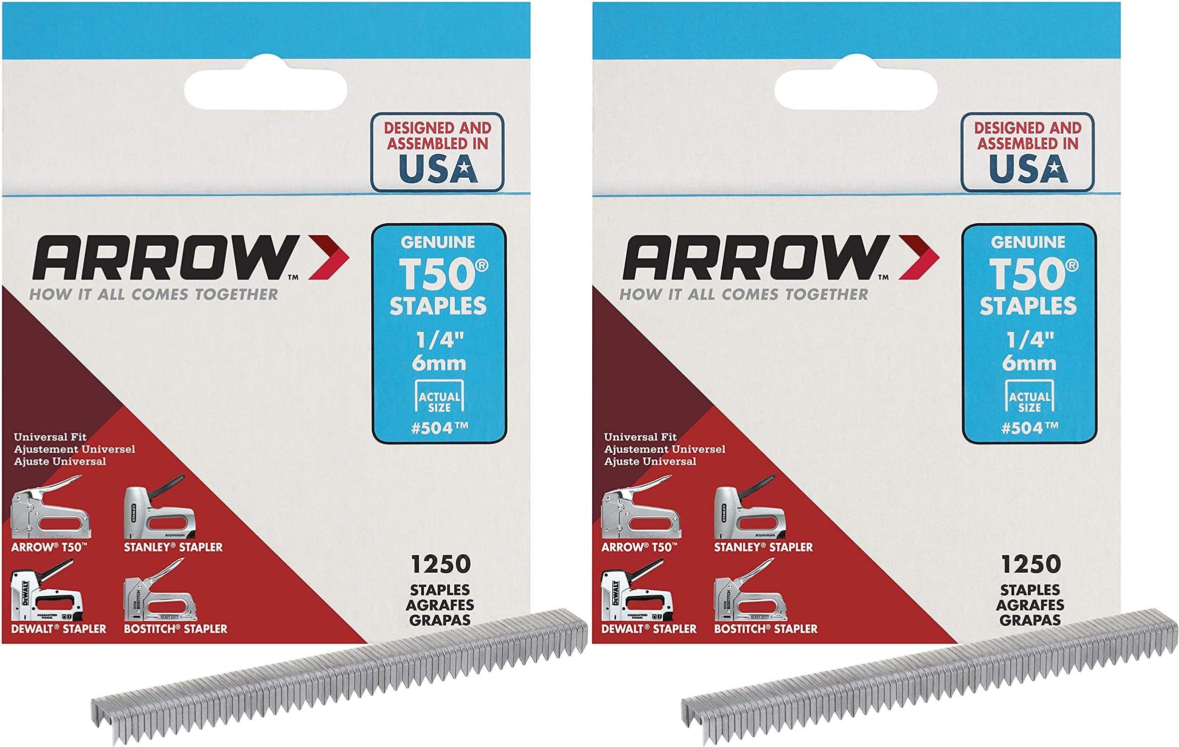 504 Genuine T50 1/4-Inch Staples, Pack of 2