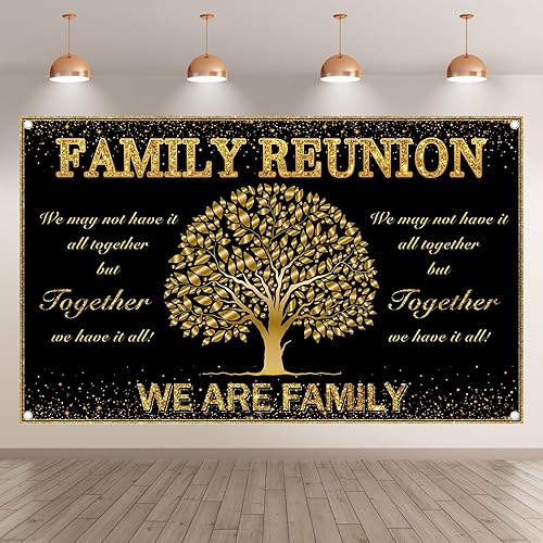 Miniatura 2 de ZTHMOE Fondo de reunión familiar de poliéster de 72 x 43 pulgadas, para miembros del árbol familiar, fondo de fotografía, pancarta de reunión de