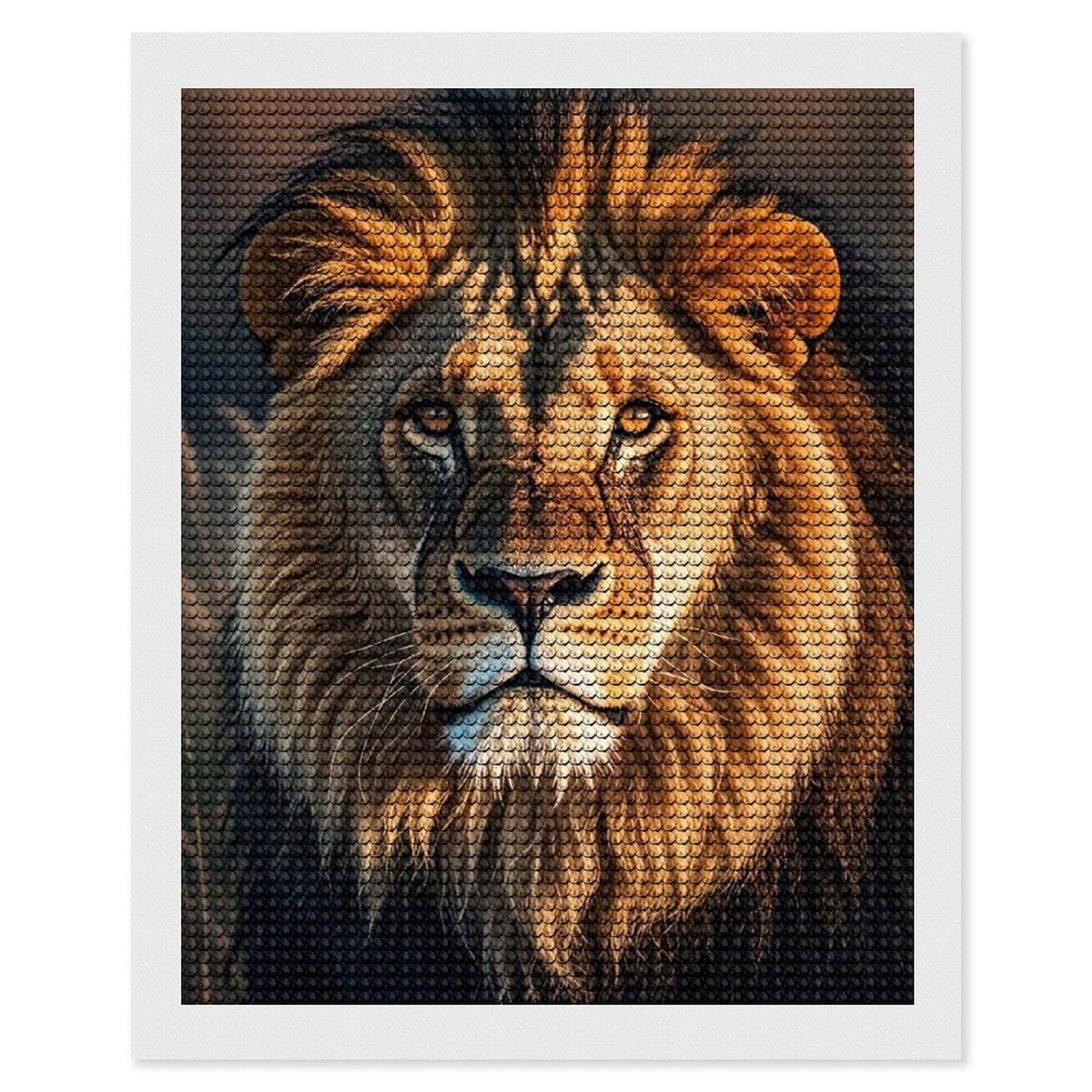 FodPand A Lion Diamond Painting Kits for Adults Beginners 16x20 Full Drill Diamond Art with DIY Tools Round 5d Diamonds Dots Crafts Gem Art Paint by Diamonds for Home Wall Decor Relaxing Gift