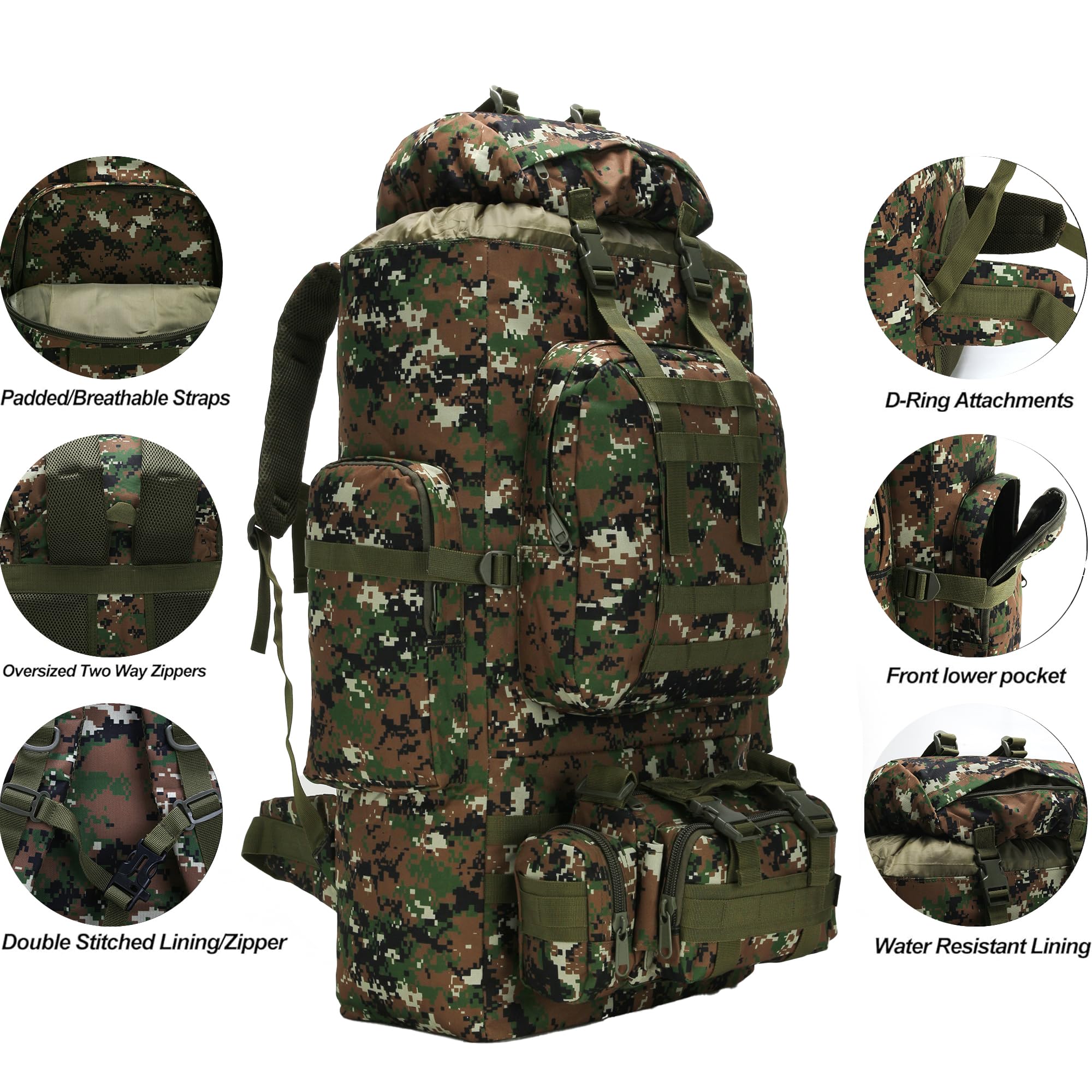 King'sGuard 100L Camping Hiking Backpack Molle Rucksack Military Camping Backpacking Daypack