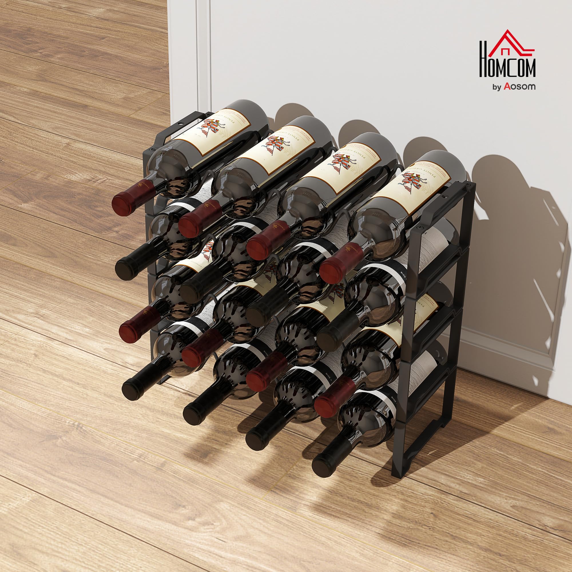 HOMCOM Porte-Bouteilles empilable 16 Bouteilles 42,5x16,5x41 cm Noir