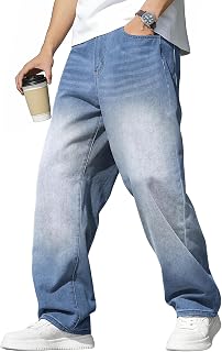 JMIERR Jeans Men's Baggy Wide Jeans Trousers Men's Stretch Vintage Y2K Hip Hop Deni…