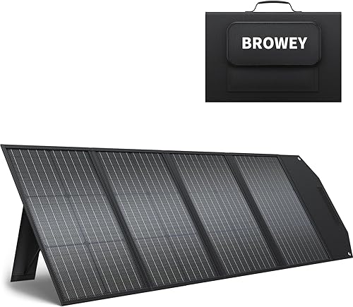 BROWEY Panel solar plegable de 120 W, kit de panel solar portátil impermeable IP68 con salidas QC 3.0 y USB-C, soporte ajustable plegable cargador