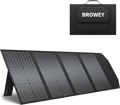 BROWEY 120W Portable Solar Panel for Power Station, USB/Type-C/DC Outputs, Foldable with Adjustable Kickstand, IP68 Waterproof, High Efficiency Solar Charging for Camping & Emergency Power Supply