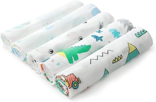 5Pack for Baby muslin blanket 80cm×80cm100% Cotton Baby Wash Cloth receiving blanket large muslin cloths swaddle wrap Shower Wipes for Newborn Soft Muslin
