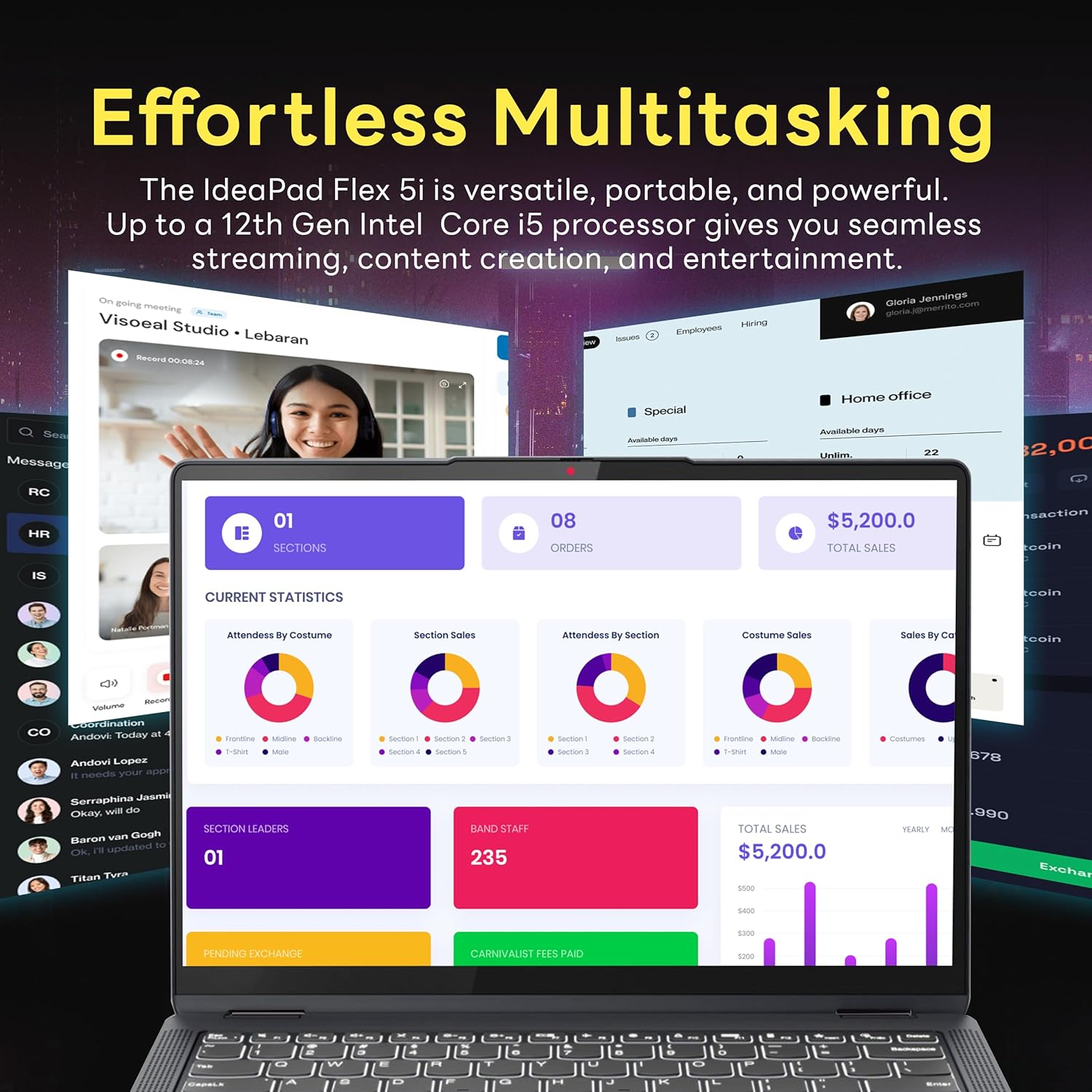 Lenovo IdeaPad Flex 5i 14" WUXGA Touch 2-in-1 Laptop, Intel i5-1235U, 8GB LPDDR4X, 2.16TB Storage (2TB SSD + 160GB Docking Station Set), Backlit Keyboard, Fingerprint Reader, Wi-Fi 6, Win 11 Pro, Gray