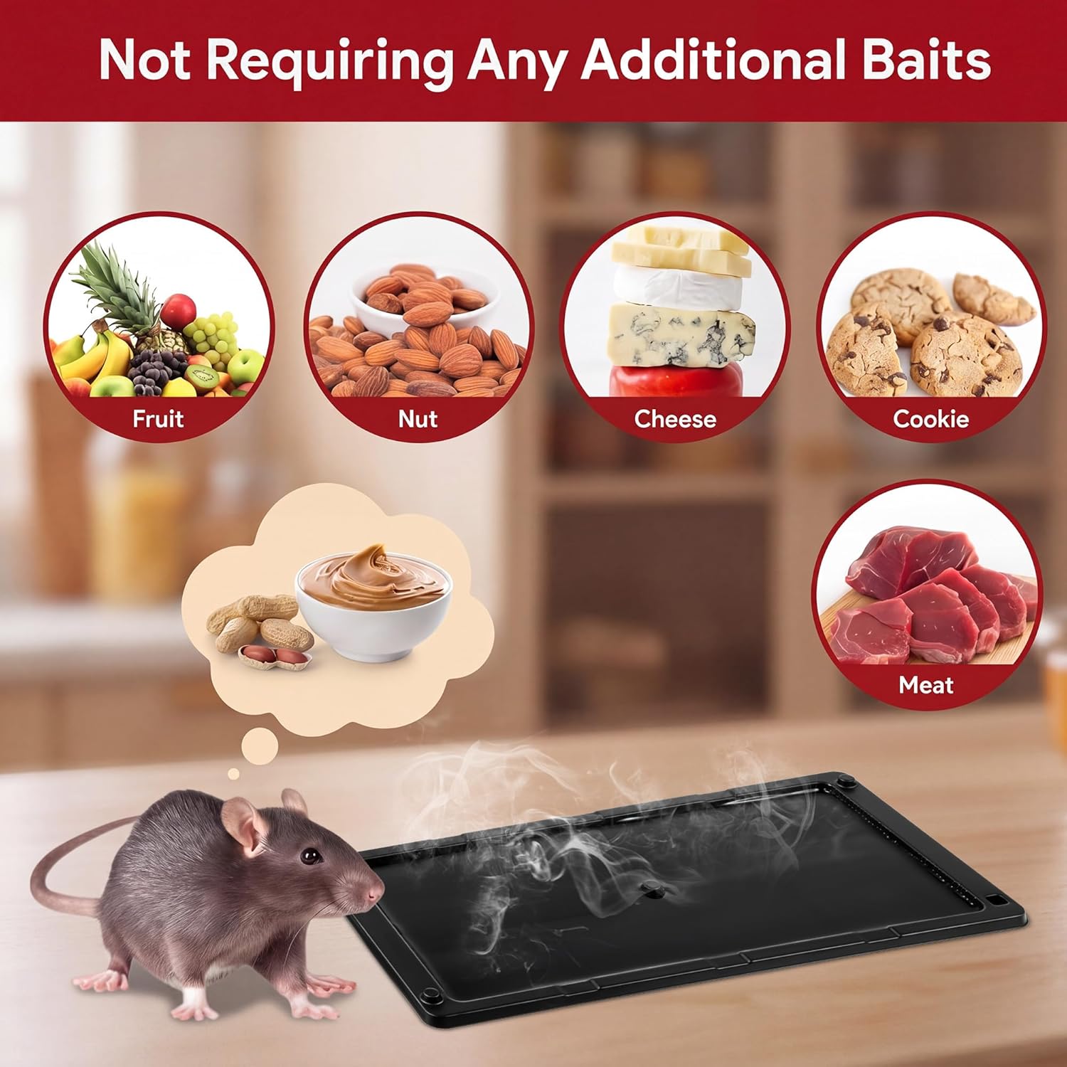 Qualirey 48 Pack Glue Traps for Rats and Snakes, Larger and Heavy Duty Baited Sticky Traps with Non Toxic Glue, Exterminator Plastic Mouse Indoor Board, Ready to Use, Safe to Children and Pets (Black)