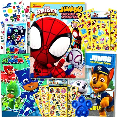 Juego de libros para colorear y actividades de Super Hero para niños Spidey Amazing Friends Paw Patrol y PJ Masks