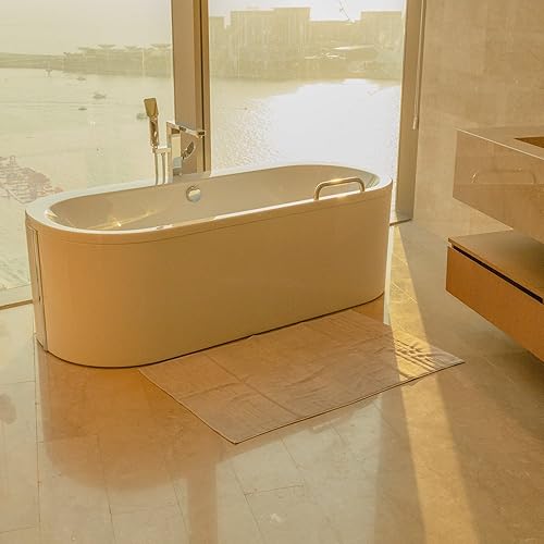 Miniatura 7 de Mosobam Juego de 2 tapetes turcos de lujo de 28 x 44 pulgadas, color gris claro (gris) viscosa de bambú de 1000 GSM y algodón turco peinado turco