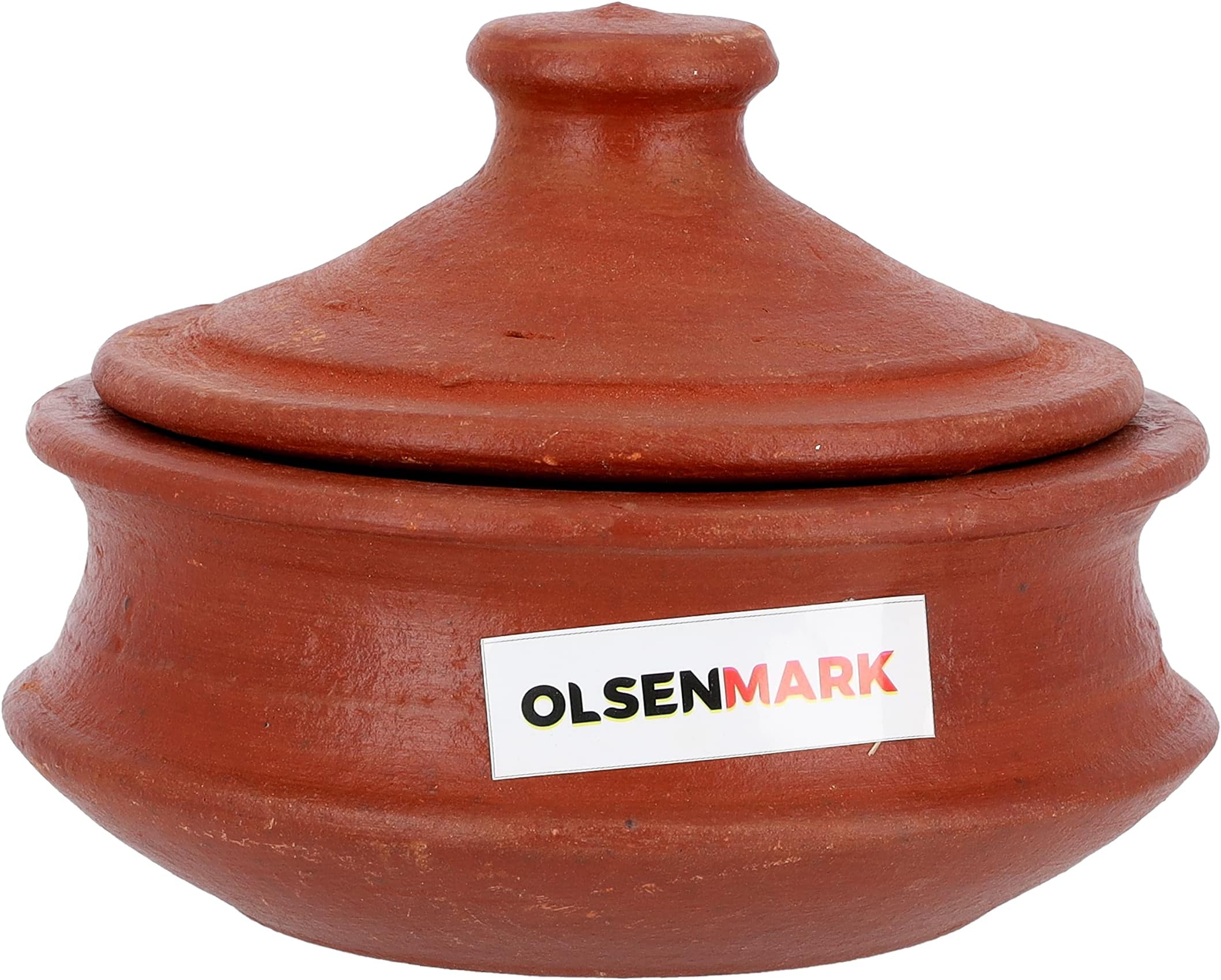 Olsenmark Traditional Cookware Curry Bowl With Lid, Clay Bowl, Omcp6030 Cooking Different Dishes 100% Eco Friendly Traditional Design Beneficial & Healthy Multiple USe, Venetian Red