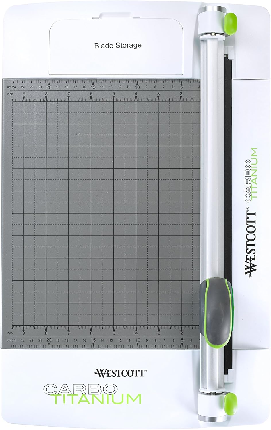 Westcott 12" CarboTitanium 45mm Rotary Metal Base Trimmer, White, Green (16718)