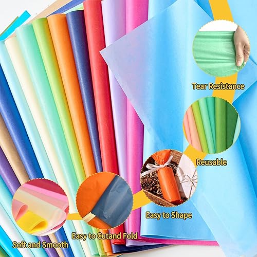 Miniatura 3 de PSISO 360 hojas de papel de seda para bolsas de regalo, 40 colores de 14 x 10 pulgadas, papel de regalo a granel para manualidades, suministros de