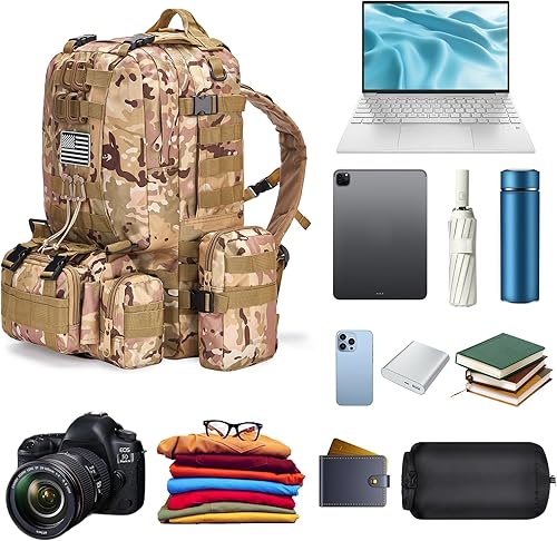 Miniatura 8 de Mochila táctica militar para hombres, mochila militar negra para hombres y mujeres, CP, Grande, Negro
