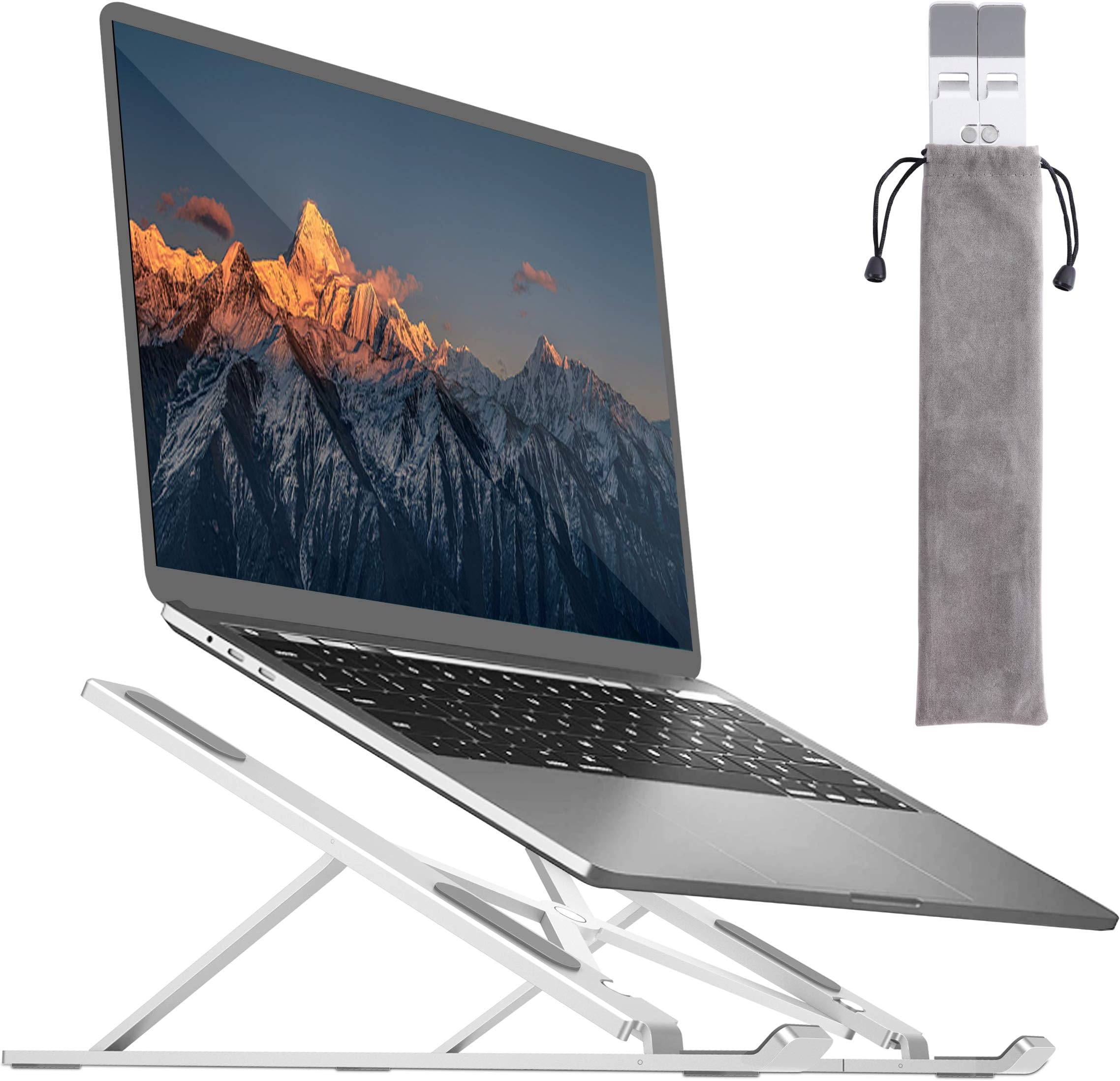 BY4U Foldable Tabletop Laptop Stand Holder with Adjustable Height Compatible for 7-17 inches Laptops