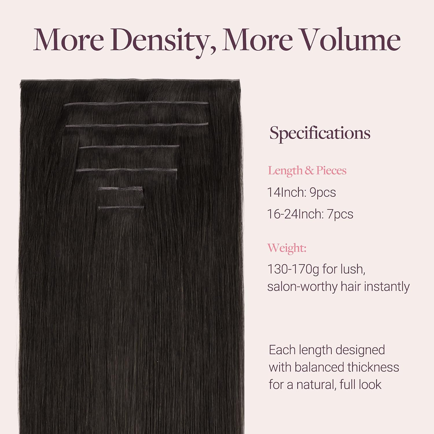  Genius Clip in Hair Extensions Real Human Hair, Comfortable Soft PU | Quick Natural Volume, All-day Comfort, 24In 170g 7Pcs, 2 Dark Brown thumbnail