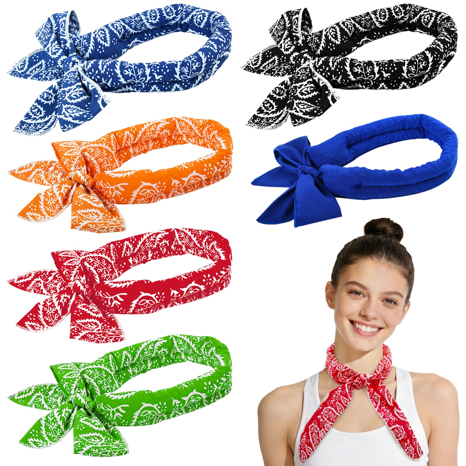 6 sztuk Chustka chłodząca Chustka Chłodząca Szyja, Chłodząca Bandana Przenośna Wielokrotnego Użytku Unisex Do Jazdy Na Rowerze Na Świeżym Powietrzu, Sport i Fitness