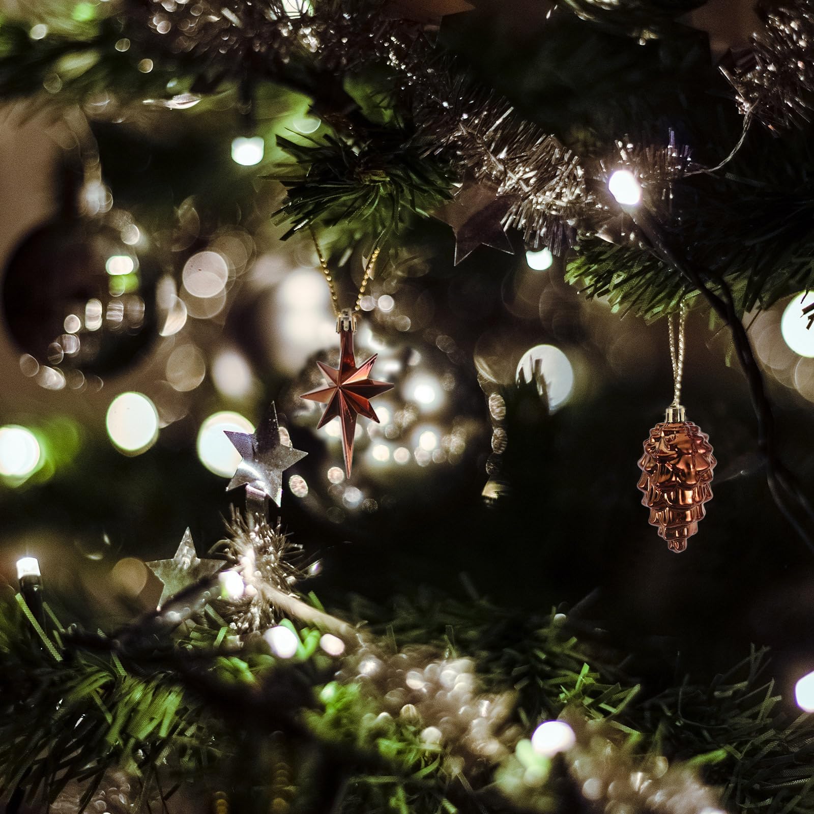 Toyvian 60 Stück Weihnachtsbaum Anhänger mit Achtzackigen Sternen und