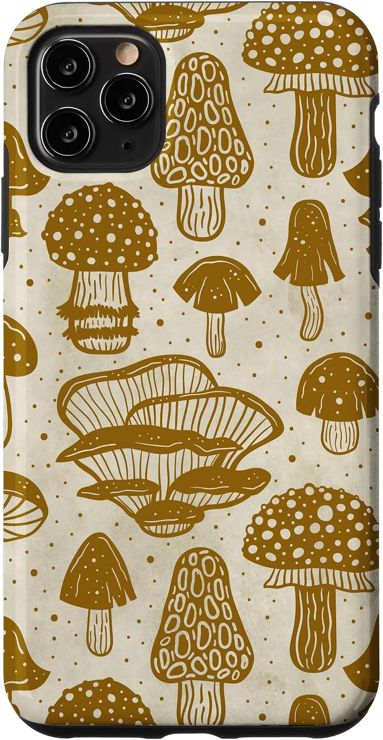 Vintage Brown Mushroom Pattern | Foraging Fungi Mushroom Case for iPhone 11 Pro Max