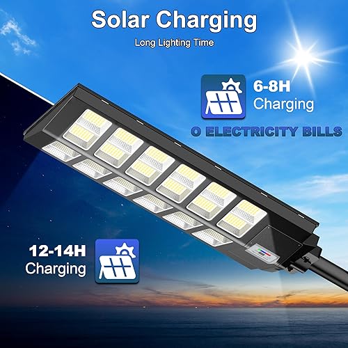 Miniatura 4 de loyoele Luces solares de calle de 4800 W para exteriores, 120000 LM, luz de estacionamiento comercial 7000 K, luces solares para exteriores IP66