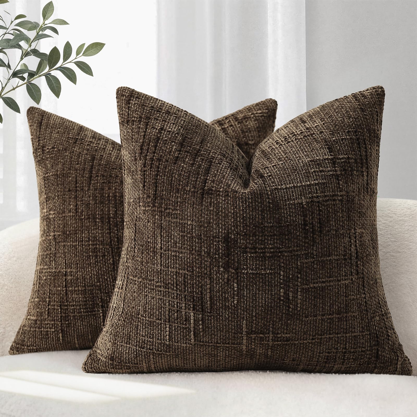 YCOLL Kissenbezug 2er Set Sofakissen aus Weichem Chenille Stoff Kissenbezüge Dekokissen Sofa & Wohnzimmer Dekokissenbezüige für Gemüitliche Heimdekoration Zierkissenbezüge