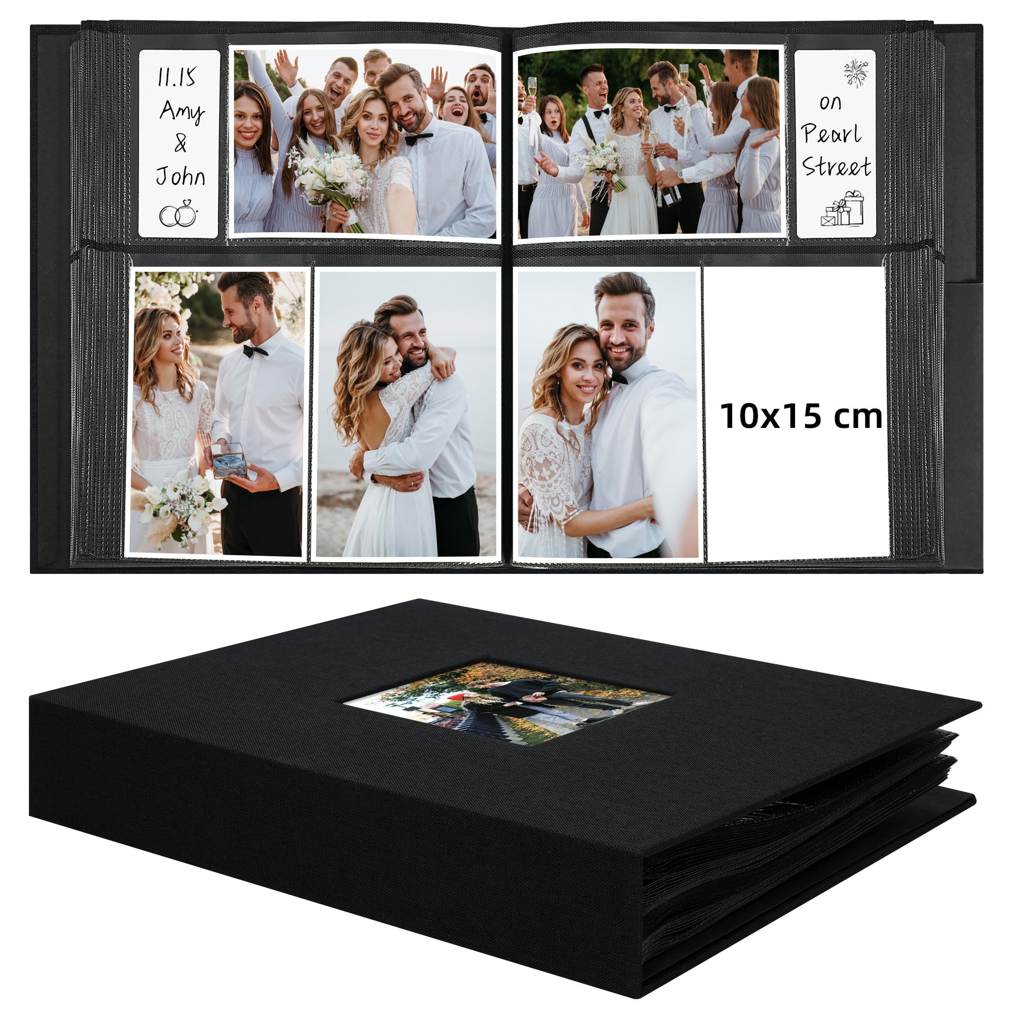 Vienrose Fabric Slip In Photo Album 6x4, 300 Photos, Front Window