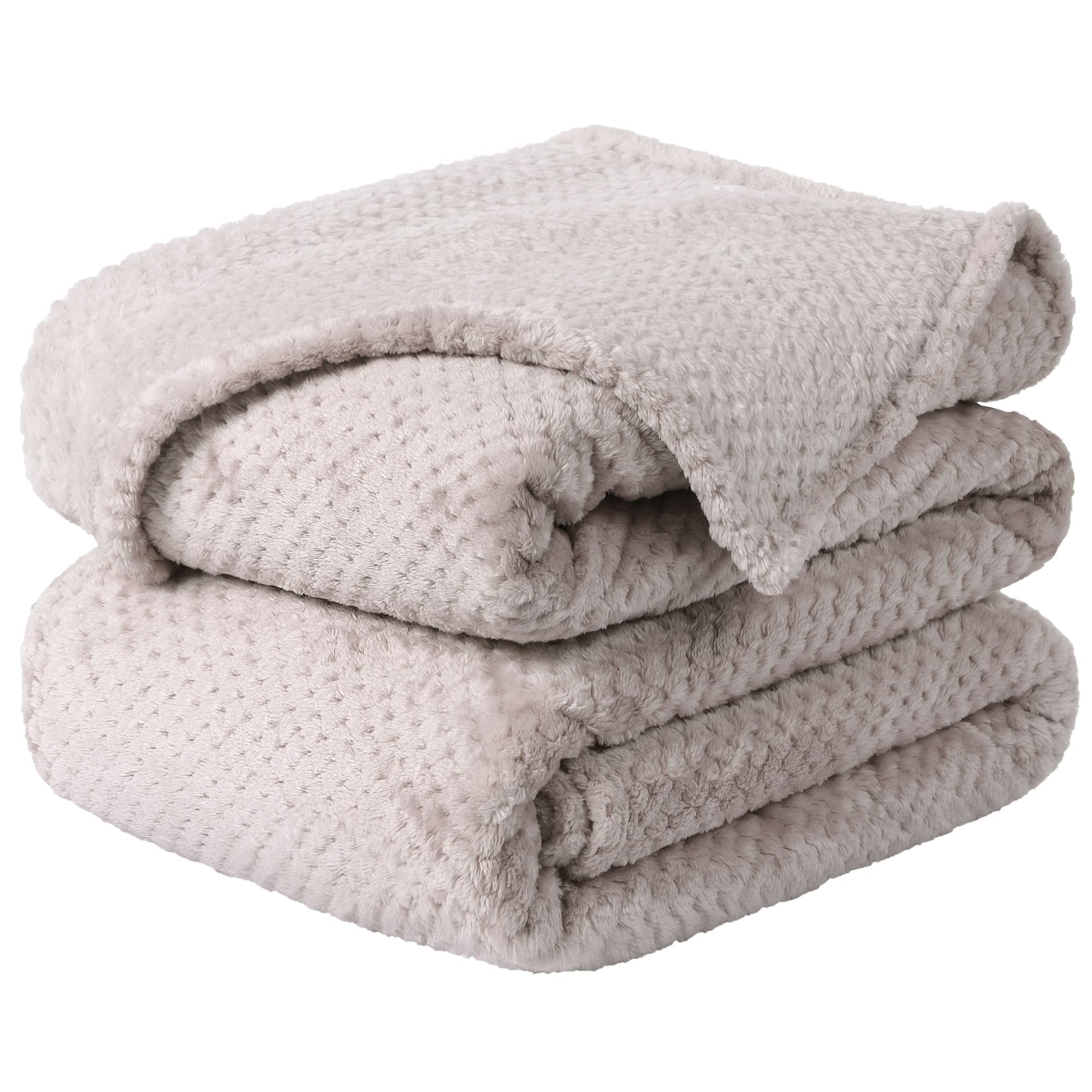 uxcell 330GSM Flannel Blankets, Mesh Plush 66x90 Camel