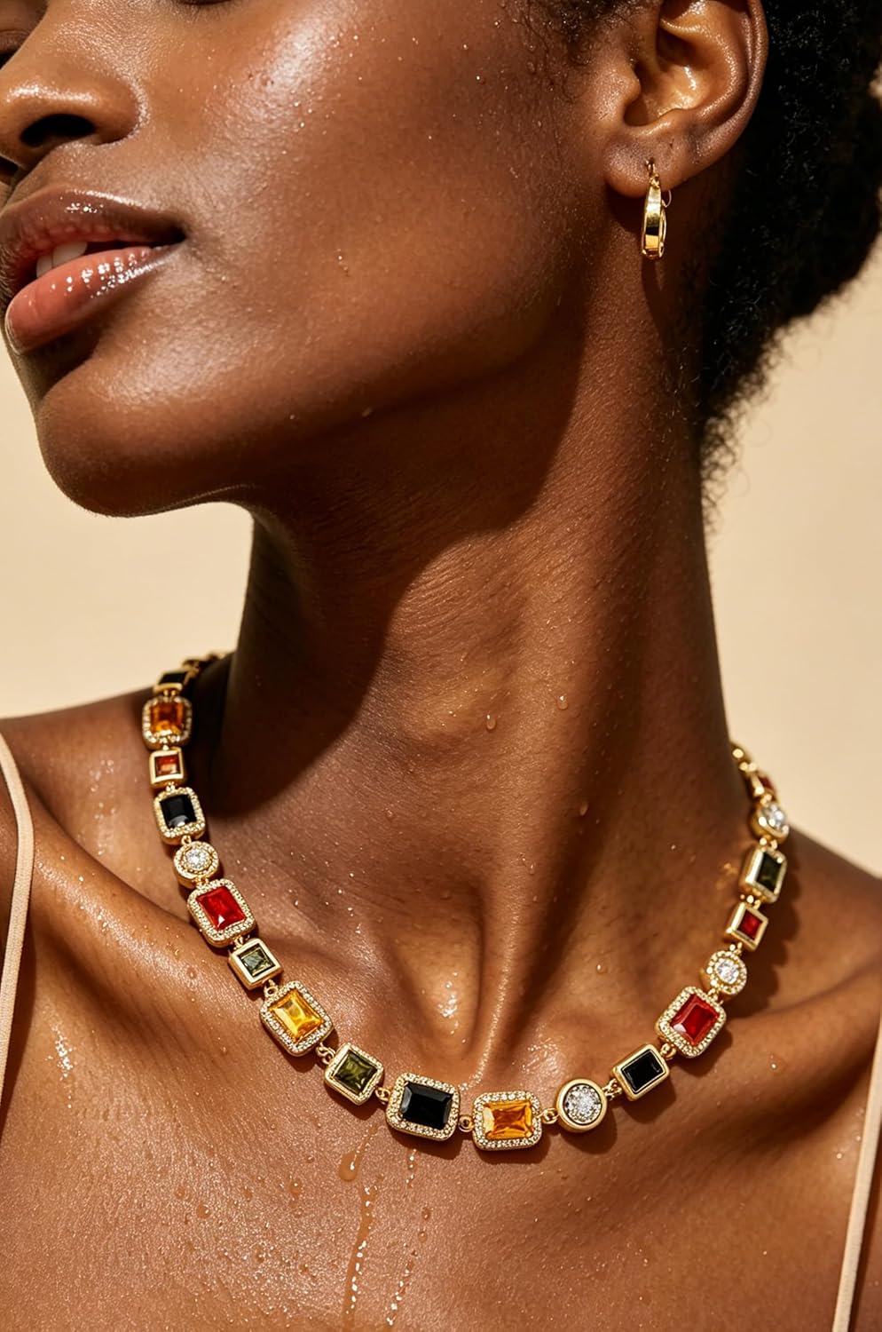 Tennis Necklace for Men Women,Color Diamond Choker with Cubic Zirconia,Vintage Chain Necklace,Crystal Statement Chokers,Colorful Necklaces Jewelry for Chrismas,Birthday,Anniversary,Valentine' Day Father's Day Wedding Muliti Color